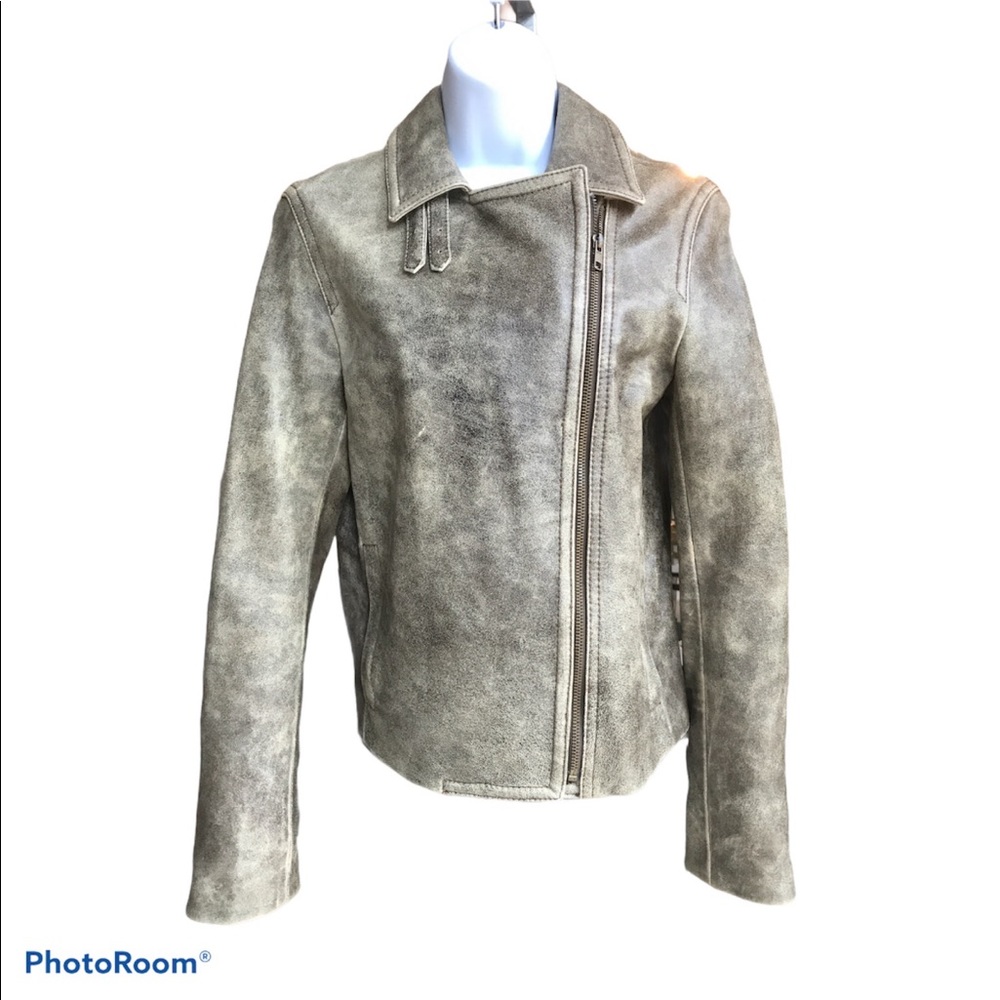 Donna Karan distressed leather jacket size 6